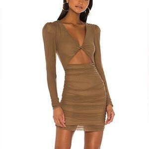 New! Lovers + Friends Celest Mini Dress in Taupe Brown nwt 31708
